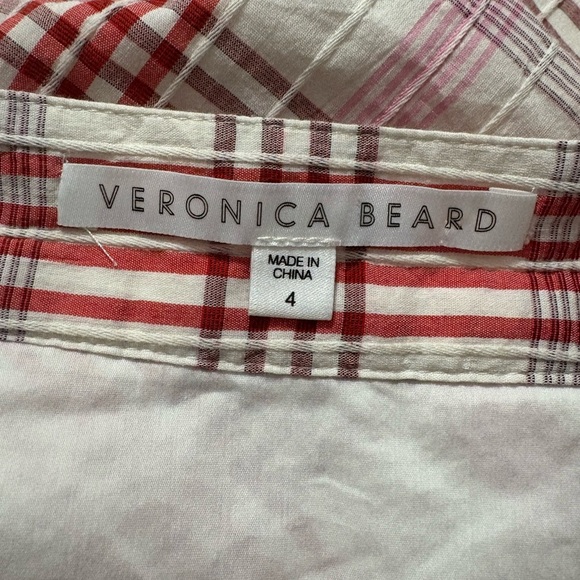 Veronica Beard Kaia White and Pink Plaid Asymmetrical Tiered Ruffle Mini Skirt. - Picture 6 of 13